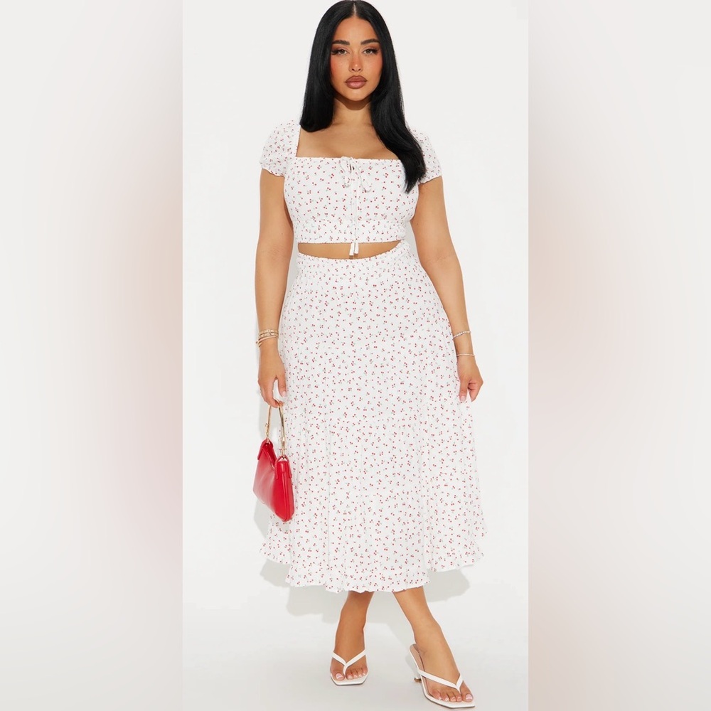 Fashionova Cherry glow maxi skirt set size Small  NWT